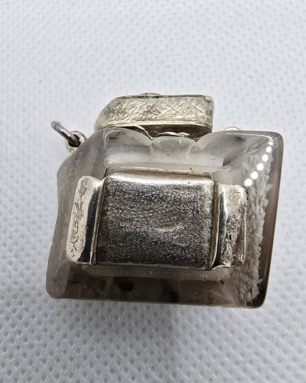 Crystal and sapphire silver flask, reverse view