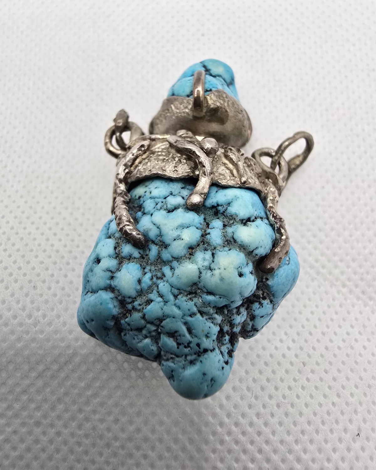Natural turquoise nugget vessel, reverse view