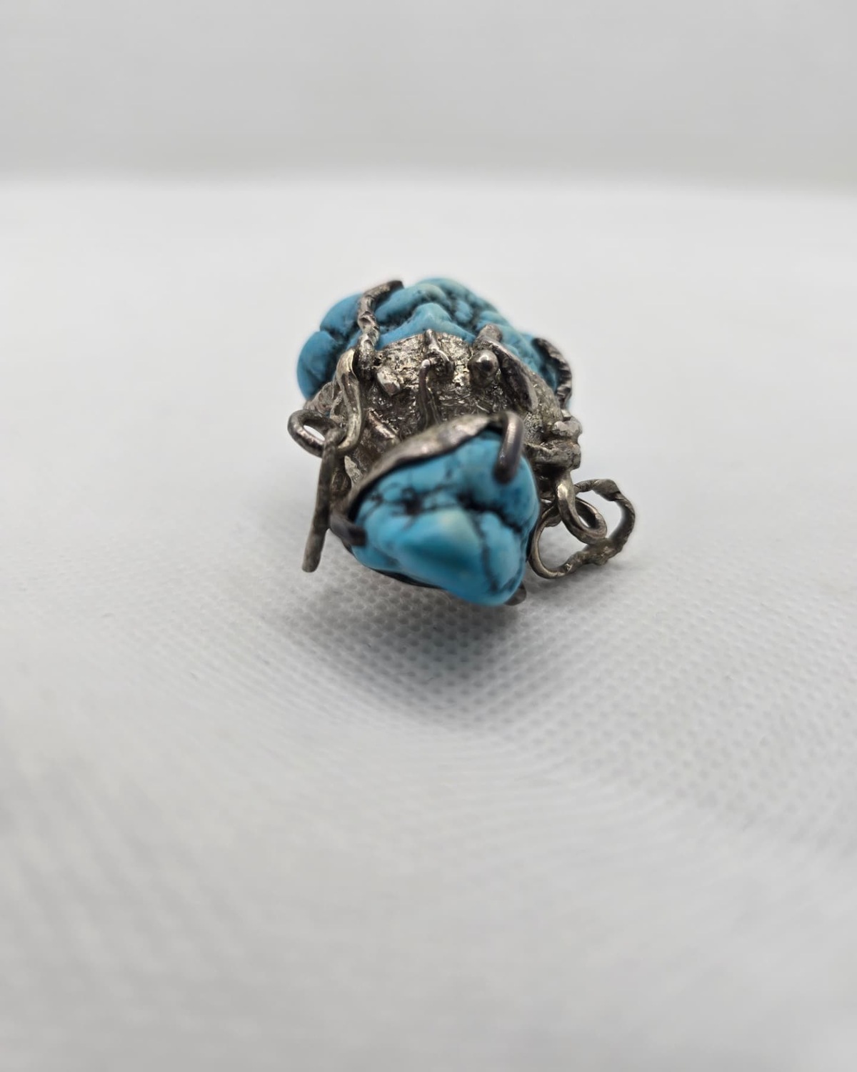 Natural turquoise nugget vessel, stopper and collar detail