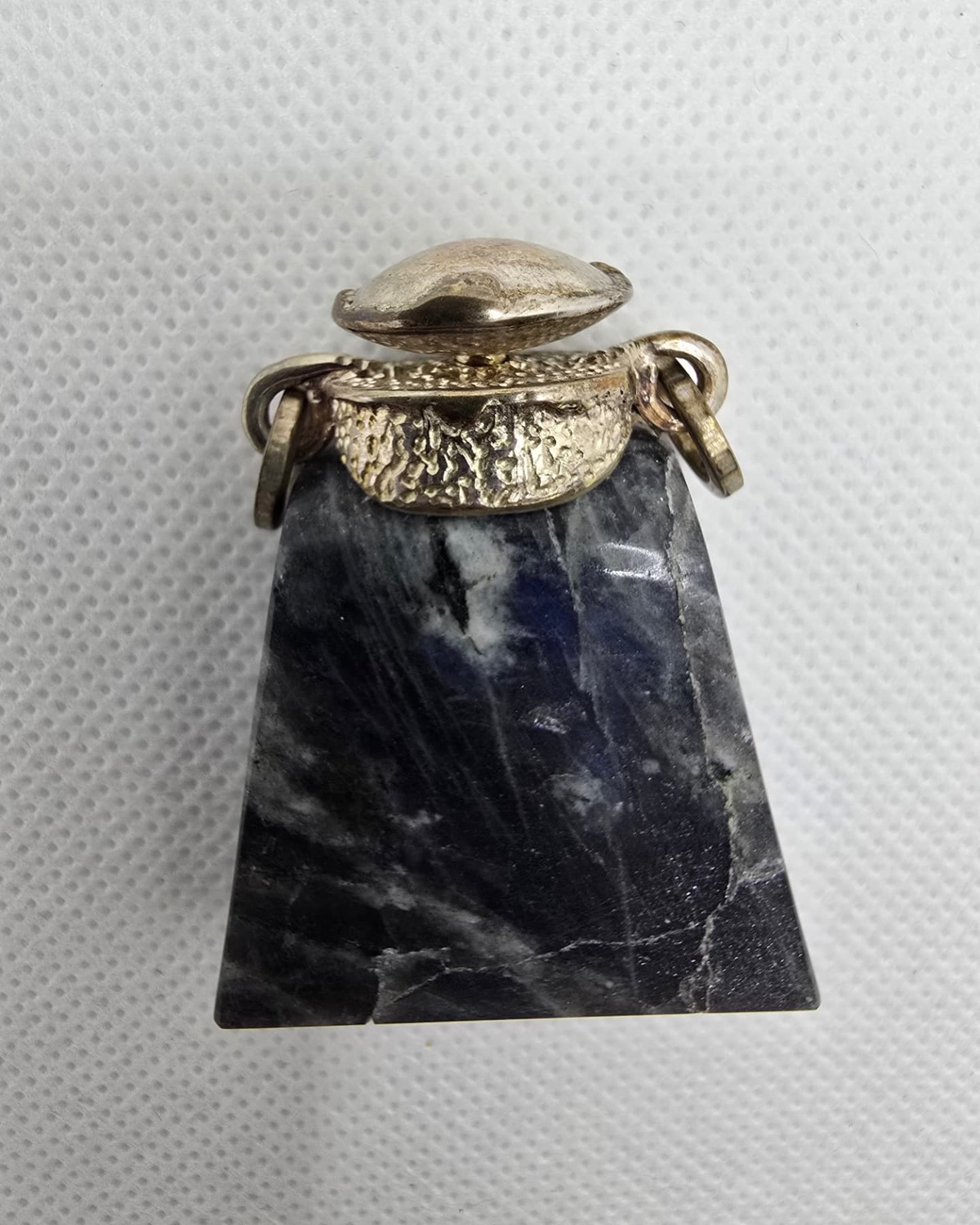 Sodalite trapezoid vessel, front view