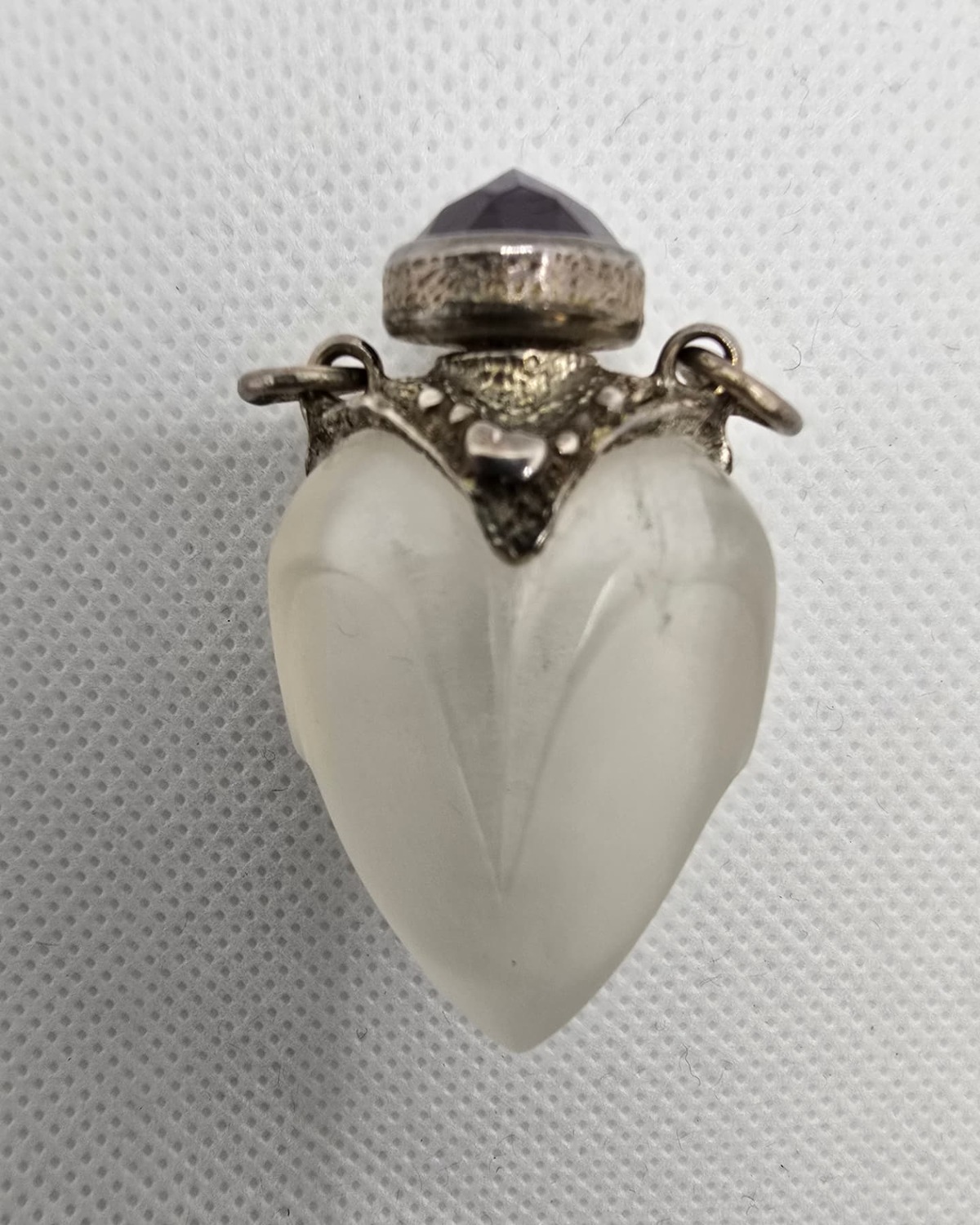 Frosted lobed quartz vessel, alternate front view