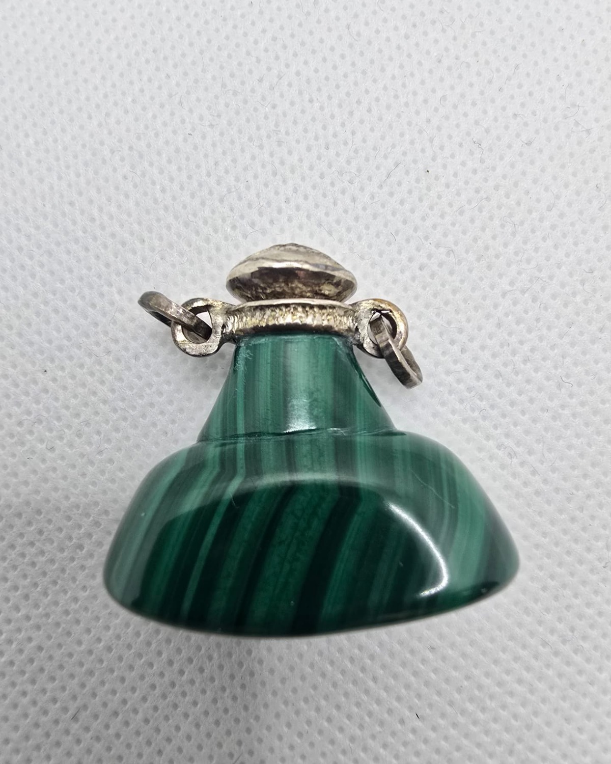 Banded malachite vessel, reverse view