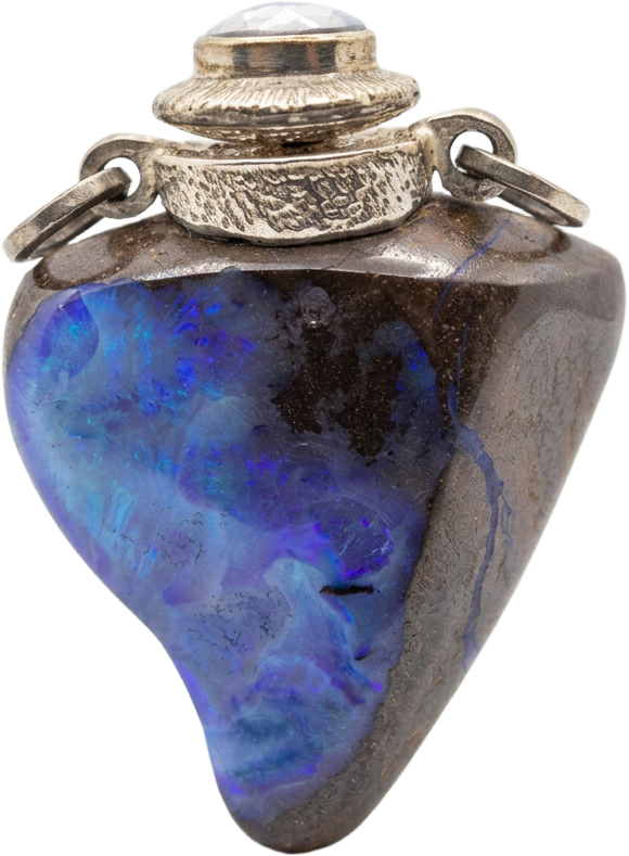 A hand-carved perfume vessel in amber and silver from the Grzegorz Collection