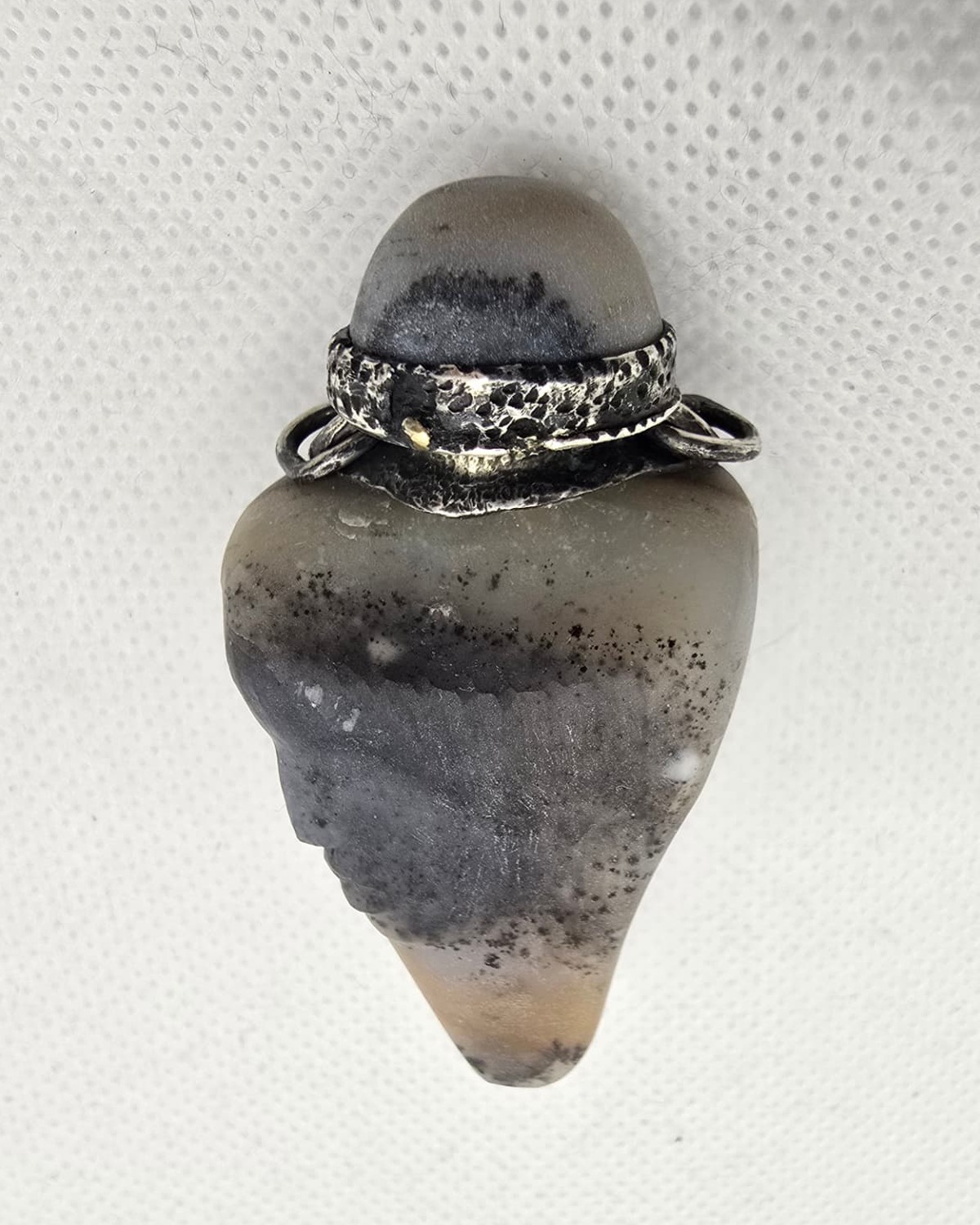 Hand-carved dendritic stone vessel, reverse view