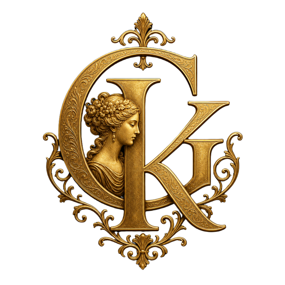 Grzegorz Collection monogram: intertwined G and K with a carved cameo